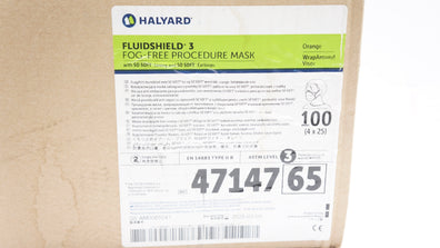 Halyard 47147 FLUIDSHIELD 3 Fog-Free Procedure Mask - Box of 100